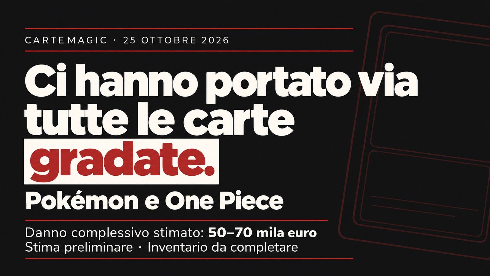 Furto a CarteMagic: portate via tutte le carte gradate Furto a CarteMagic: portate via tutte le carte gradate